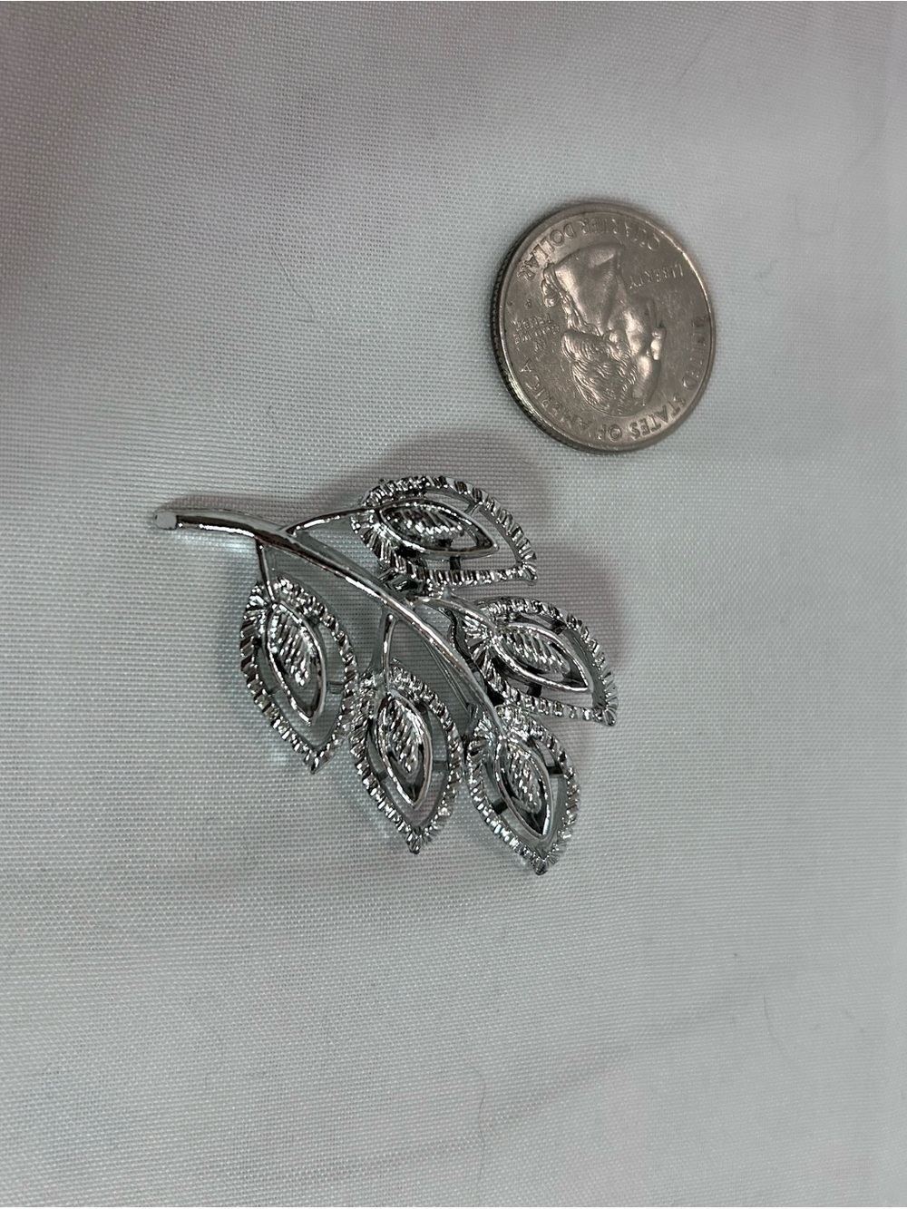 Silver Leaf Branch Brooch - Elegant Women's Jewelry